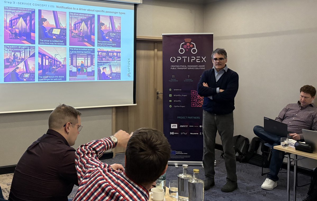 OptiPEx_Project's tweet image. A busy afternoon for Day 1 of our Consortium Meeting!

We presented our work packages as well as the the mock-ups &amp;amp; evaluation of our public transport services. We also held an interactive Communication session &amp;amp; a demo by @SkodaGroupEN.

Stay tuned for updates on Day 2 tomorrow!