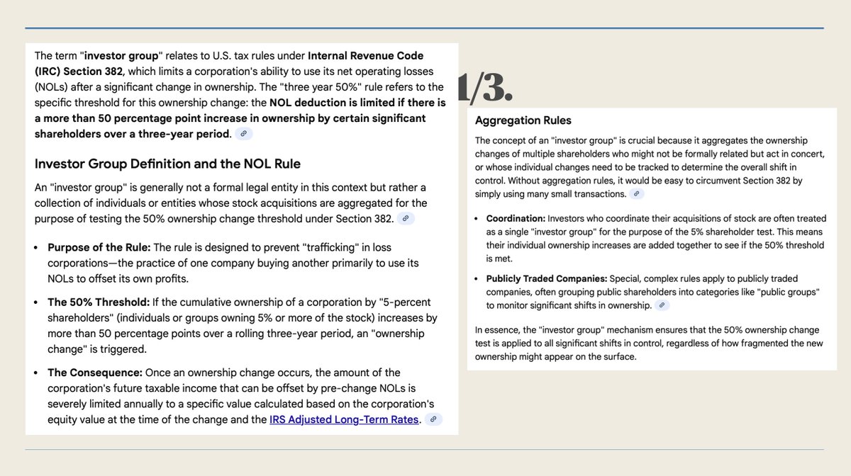 jake2b's tweet image. thanks everyone for your kind words, feedback and I hope sharing my thoughts got the neurons firing.

I want to add some additional brainstorming about the look-back window for the NOL, which is often called a &quot;roll forward&quot;. it tracks ownership changes over a three-year period.…