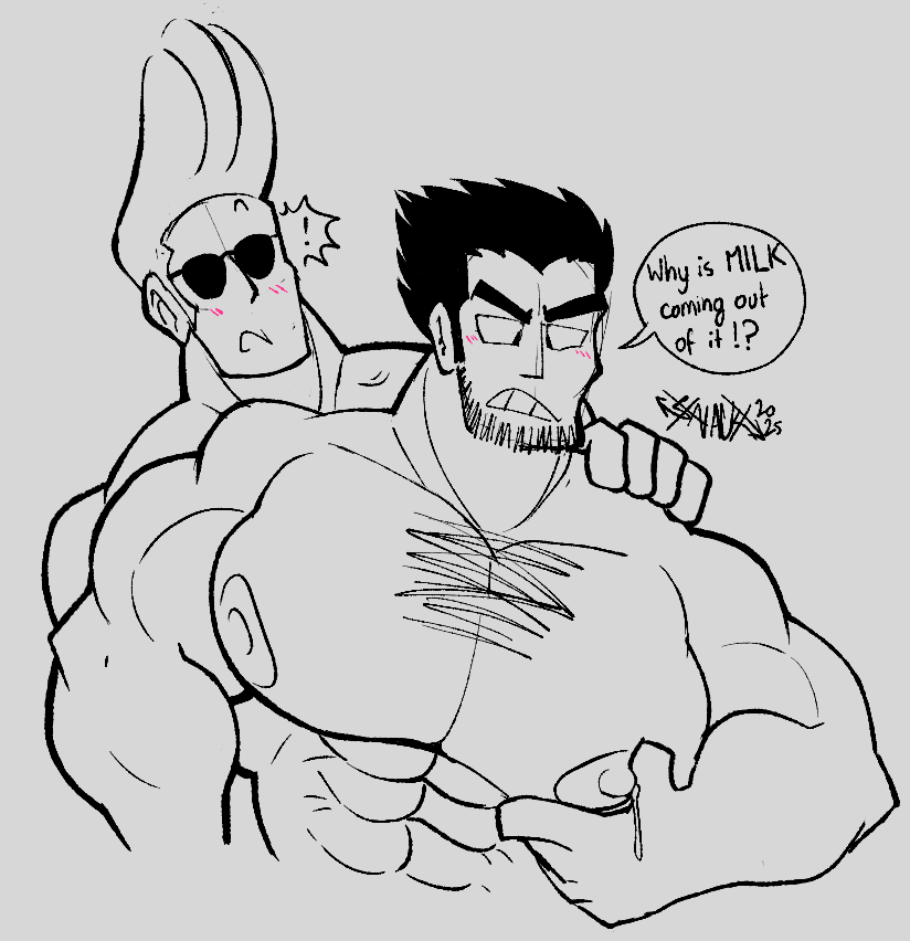 johnny was helping lucas get more coffee creamer for his barista work (out back) 😋😋😋

#johnnybravo #lucaslee