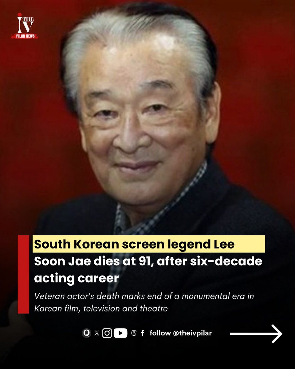 TheIvPilarnews's tweet image. South Korean screen legend Lee Soon Jae dies at 91, after six-decade acting career

Veteran actor’s death marks end of a monumental era in Korean film, television and theatre
.
.
.
.
.
.
#theivpilar #southkorean #screenlegend #leesoonjaie #died #fypage #viral #actingcareer