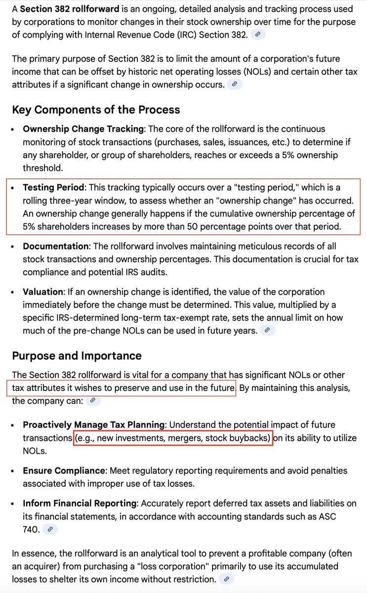 jake2b's tweet image. thanks everyone for your kind words, feedback and I hope sharing my thoughts got the neurons firing.

I want to add some additional brainstorming about the look-back window for the NOL, which is often called a &quot;roll forward&quot;. it tracks ownership changes over a three-year period.…