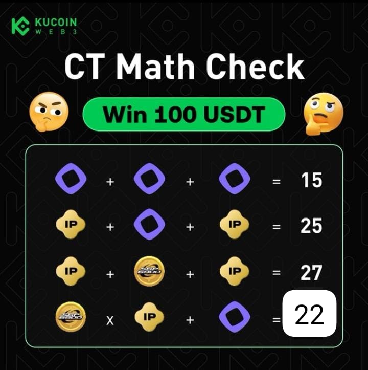 a_rtweets01's tweet image. #KucoinWalletMathCheck  the final answer is 22