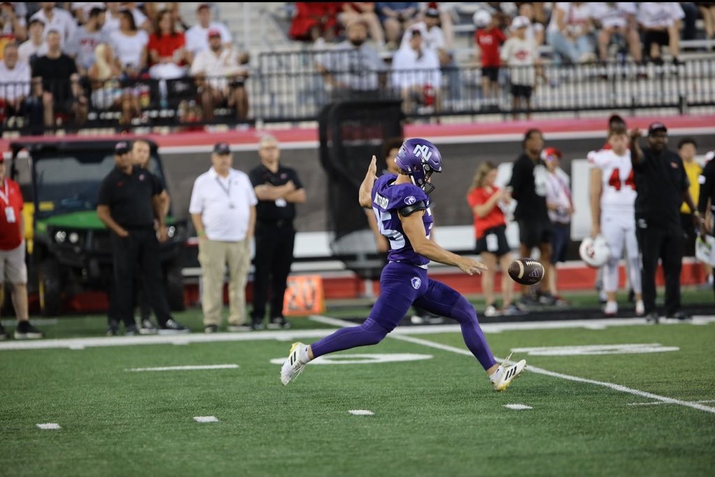 Thank you! <a href="/Coach_LukeRoth/">Luke Roth</a> <a href="/BrentDearmon/">Brent Dearmon</a> and <a href="/UNAFootball/">North Alabama Football</a> for an incredible 3 years of growth and opportunity. Forever grateful! 

I will be entering the portal with 1 year of eligibility and a red shirt.
 
JR yr stats
47.0 yard average on 68 punts 
23 50+ yd punts
20 inside20