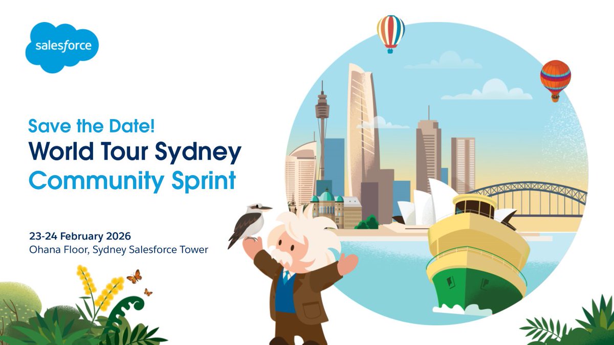 CoriOPaluck's tweet image. 📣Save-the-date for our next #SFDOSprint, happening in-person at Salesforce Tower Sydney on 23-24 February as part of #SalesforceTour Sydney 2026!

Join the Sprint Group in the #TrailblazerCommunity to stay in the loop! trailhead.salesforce.com/trailblazer-co…

#SFDOCommons