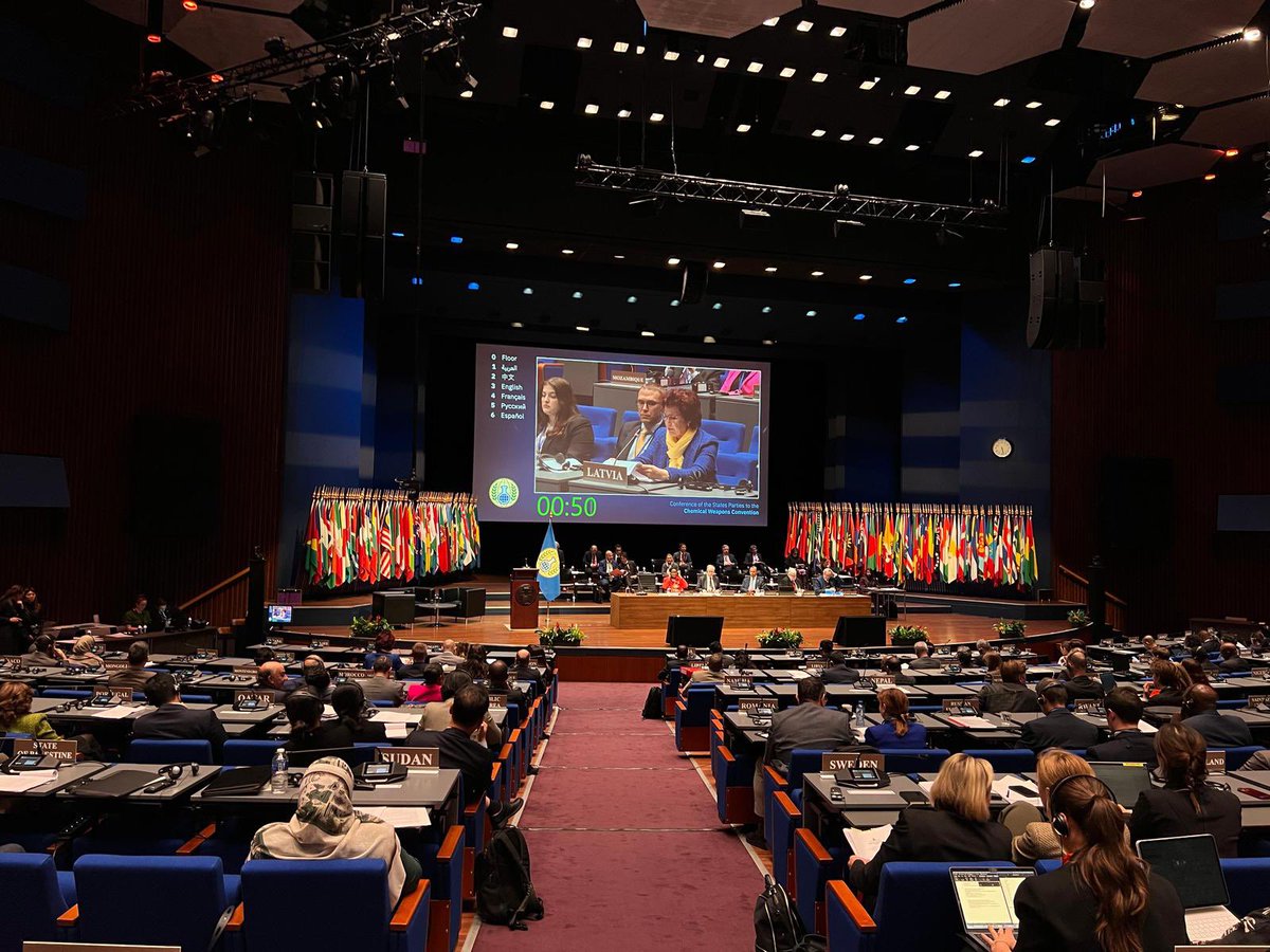 LatviaInNL's tweet image. 📢During the 30th Conference of State Parties #CSP of #OPCW in The Hague Latvian Ambassador Solvita Āboltiņa delivered 🇱🇻 Latvia’s national statement, stressing the need to strengthen the norm of prohibition of chemical weapons and accountability for violations. #standwithukraine