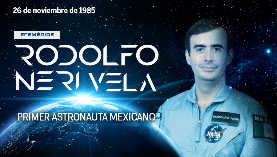 UNAM_MX's tweet photo. #UnDíaComoHoy, hace 40 años, el #EgresadoUNAM Rodolfo Neri Vela se convirtió en el primer astronauta mexicano de la historia 👨🚀. Aquí, este #OrgulloUNAM narra su experiencia en la Misión STS-61-B del transbordador espacial Atlantis 🚀 > https://t.co/DaaQj7JrFY https://t.co/xsswO1hjfs