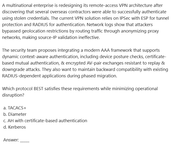 Adam_ITProTV's tweet image. Welcome to the #cissp &apos;Q of the D&apos; !!!!
Question 1653 / Day 1653 - DOMAIN - Communication &amp;amp; Network Security: (correct answer to be provided tomorrow) Show how smart you are &amp;amp; post your answers #cisspsuccess #isc2 #themoreyouknow