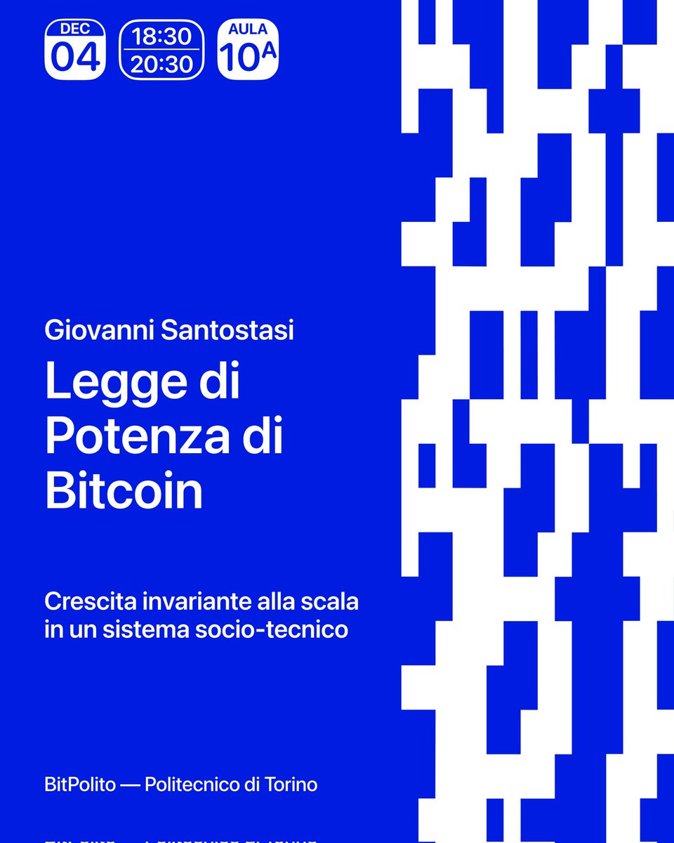 💙  La legge di potenza di Bitcoin

<a href="/Giovann35084111/">Giovanni's BTC_POWER_LAW</a> — ricercatore e responsabile scientifico presso Deepwave Technologies — presenterà la Legge di Potenza di Bitcoin. Spiegherà come Bitcoin cresca secondo una legge di scala, rendendolo più simile ai sistemi naturali che a quelli