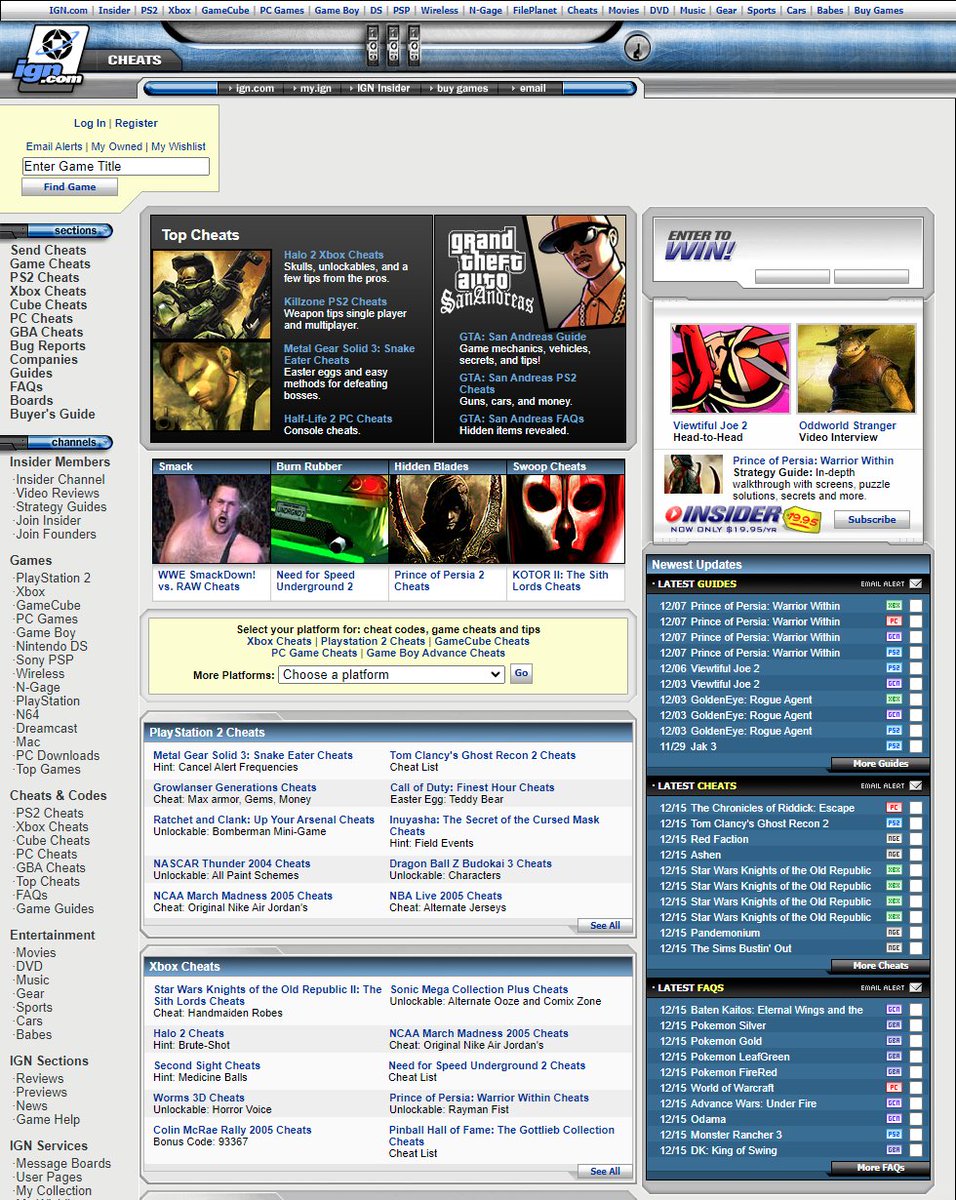 WebDesignMuseum's tweet image. IGN Cheats website in 2004

#WebDesignHistory