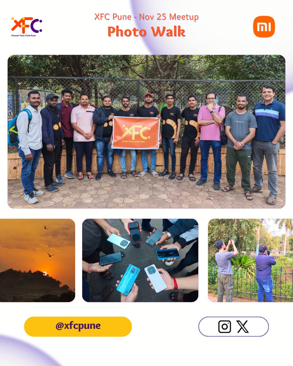 XFCPune's tweet image. Another amazing meetup with the #XFCPune family!📸
Our Photo Walk turned into a hands-on workshop where fans learned to control Pro Mode, frame better shots, try long exposure &amp;amp; freeze motion.

Thanks to everyone who joined &amp;amp; made this meetup special 🧡

#XiaomiIndia #RedmiIndia