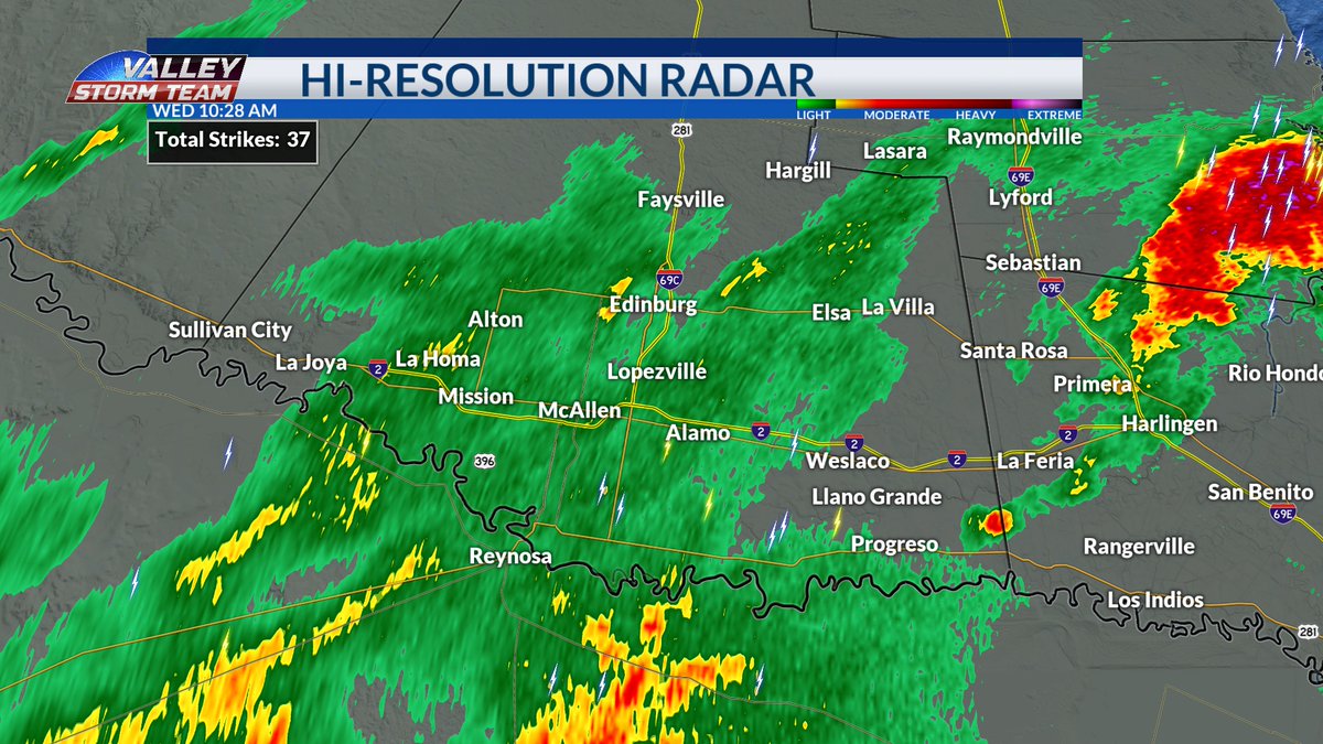 RADAR UPDATE | WED. 10:29AM-- Scattered rain showers with thunderstorms are still expected over the next few hours. Hazards mostly include heavy rainfall as the overall severe weather threat is wicked low.
