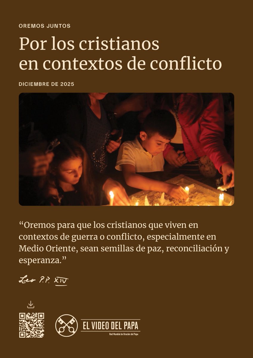 Intención de oración del mes de diciembre

🫂 El Santo Padre nos invita a orar por los cristianos en contextos de conflicto, para que los abrace la misericordia divina y puedan ser semillas de esperanza en medio de las realidades que atraviesan.