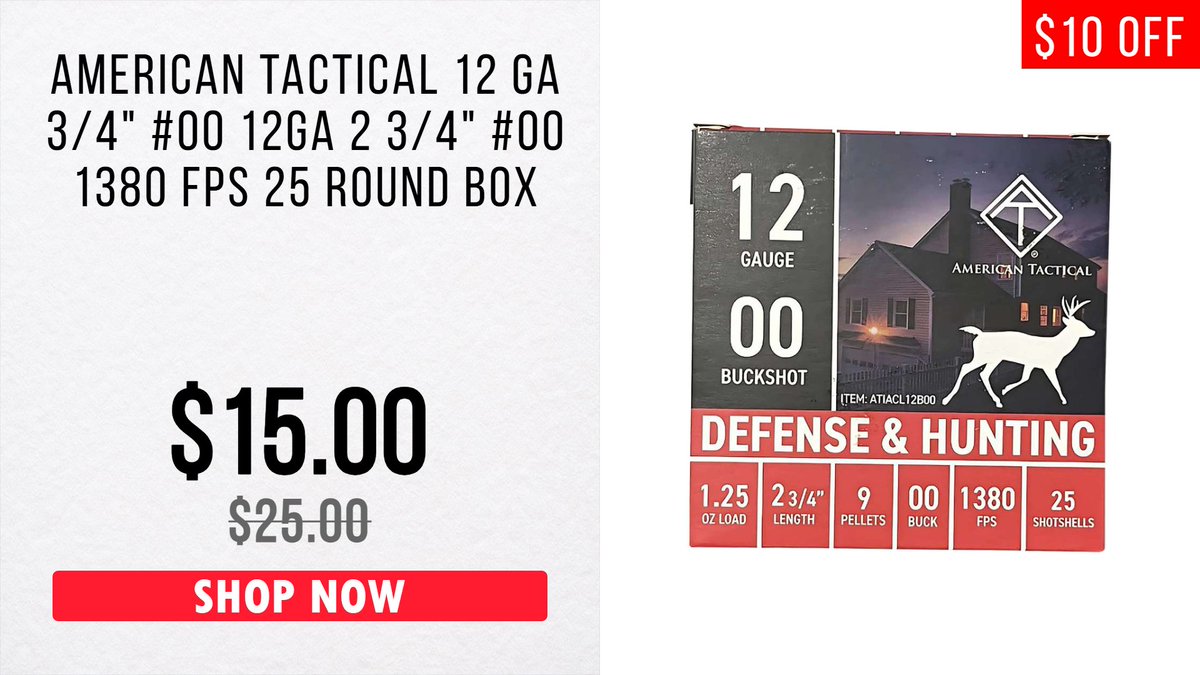 gradysoutdoors's tweet photo. Cyber Monday deals are live now!

American Tactical 12ga 1380 FPS 25rd Box
WAS $25
NOW $15

TODAY ONLY! https://t.co/7dnWEIG7lh