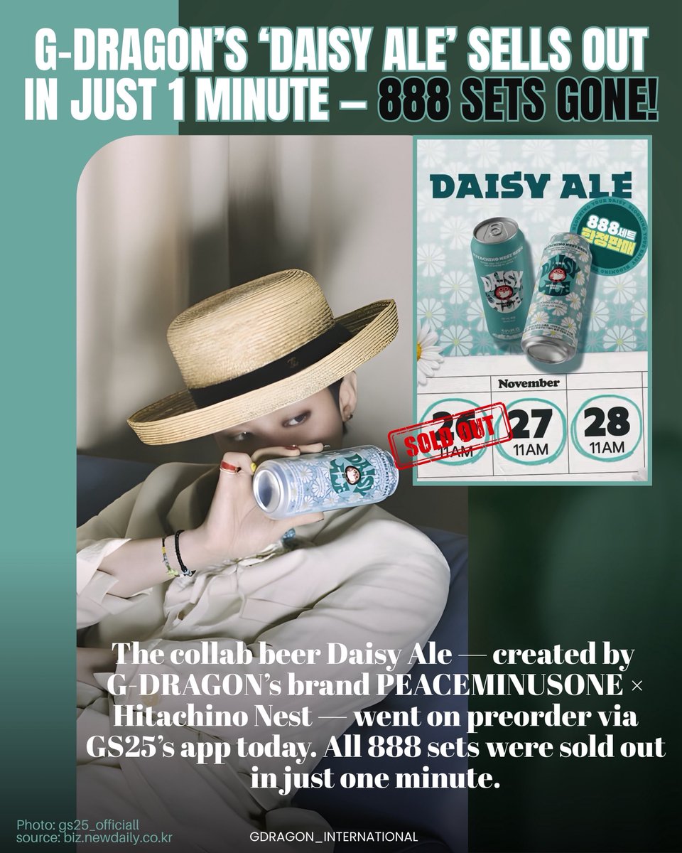 G-Dragon's Daisy Ale Pre-Orders Sell Out in One Minute — GS25 x