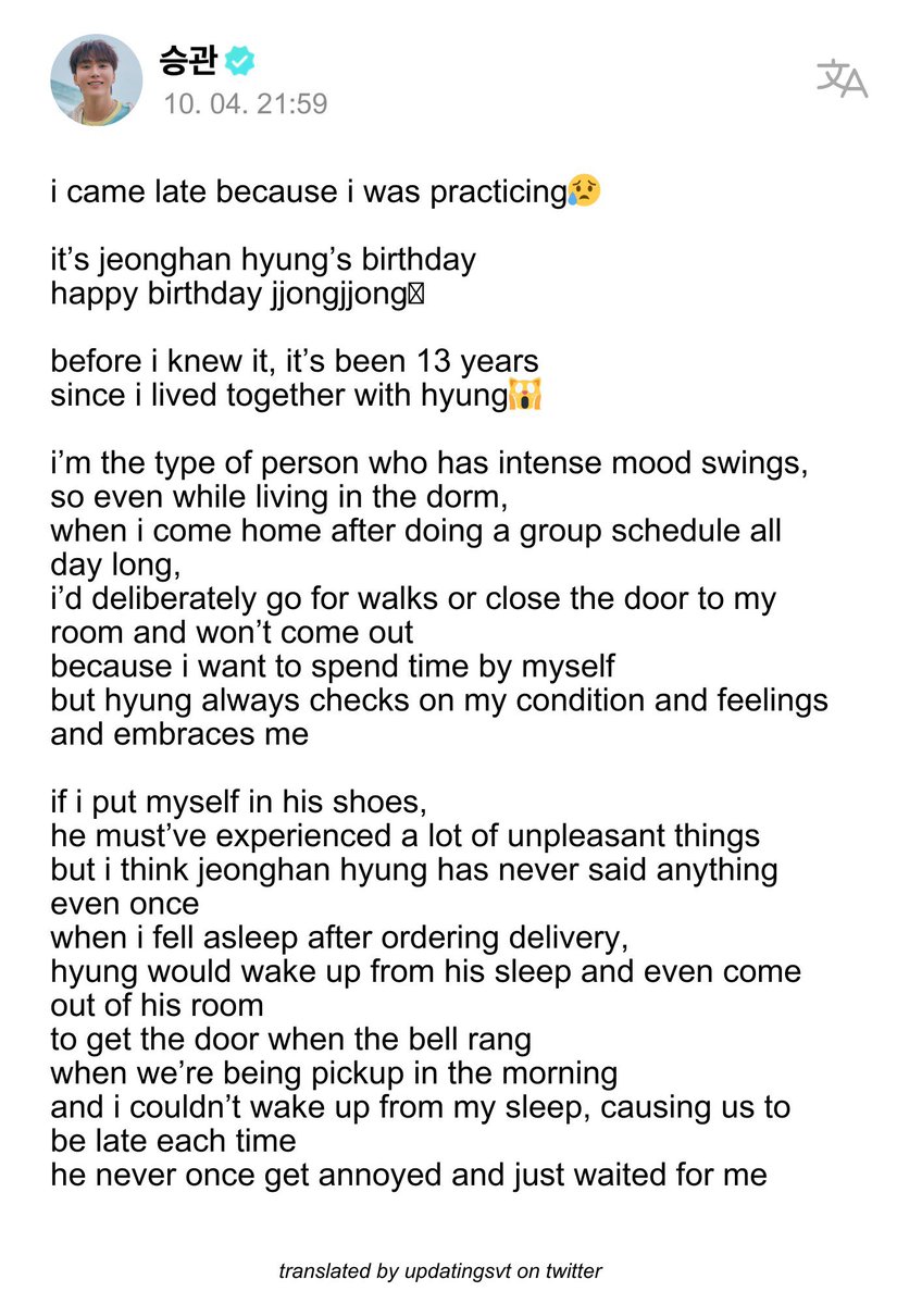 catlvr3000's tweet image. seungkwan: just go ahead and enlist already 

also him on weverse when they enlisted: