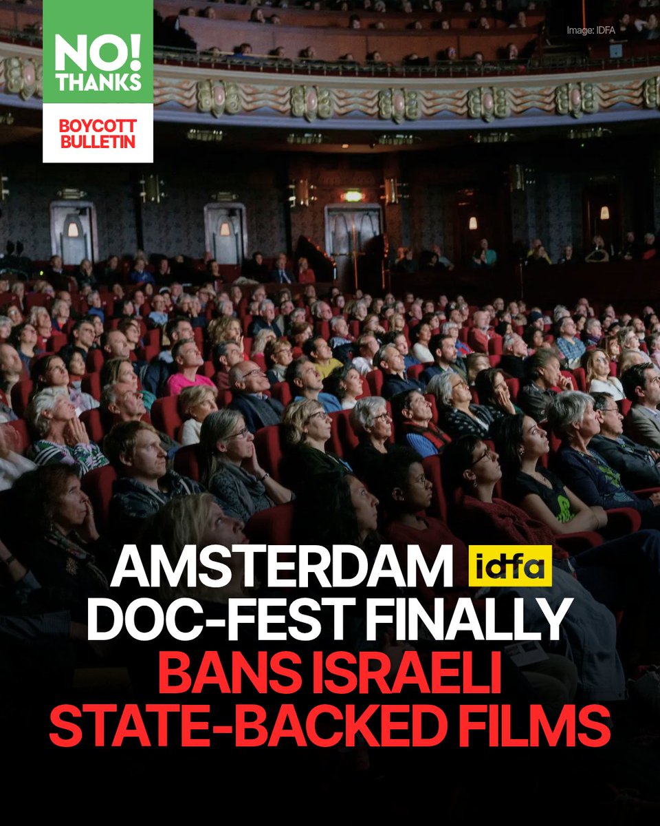 NoThanksBoycott's tweet image. 📍Amsterdam festival bans 'Israeli' films 

The same festival that in 2023 condemned the chant ‘From the river to the sea, Palestine will be free’ is now boycotting Israeli state-backed film funders.

No platform for a state built on occupation, apartheid, and the destruction of…