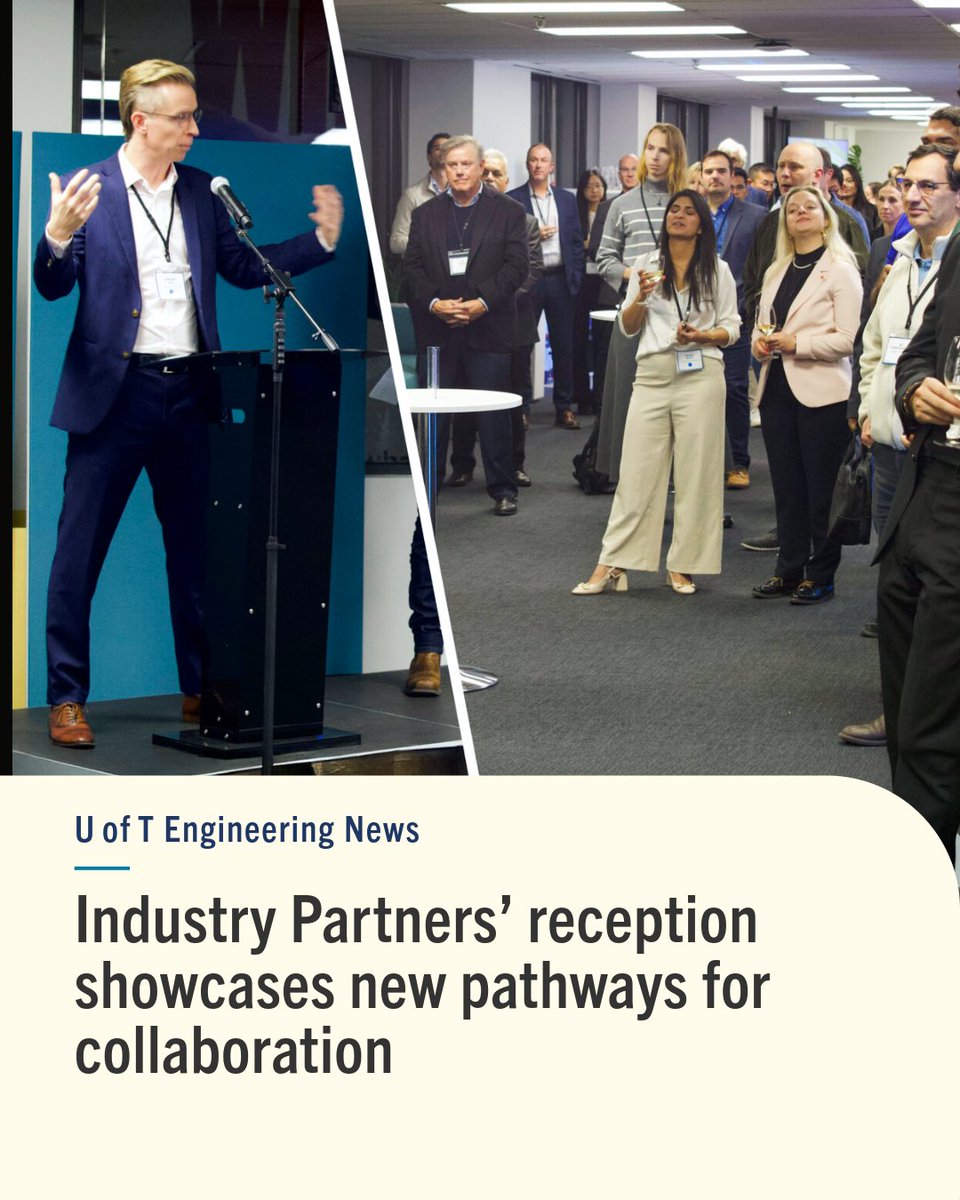 UofTEngineering's tweet image. 🚪 More than 200 guests gathered at the new #UofTEngineering Partnerships Office at 800 Bay St., celebrating new pathways for collaboration with partners in industry, government and the non-profit sector.

🔗 Read the story: uofteng.ca/bvnr9v #UofT