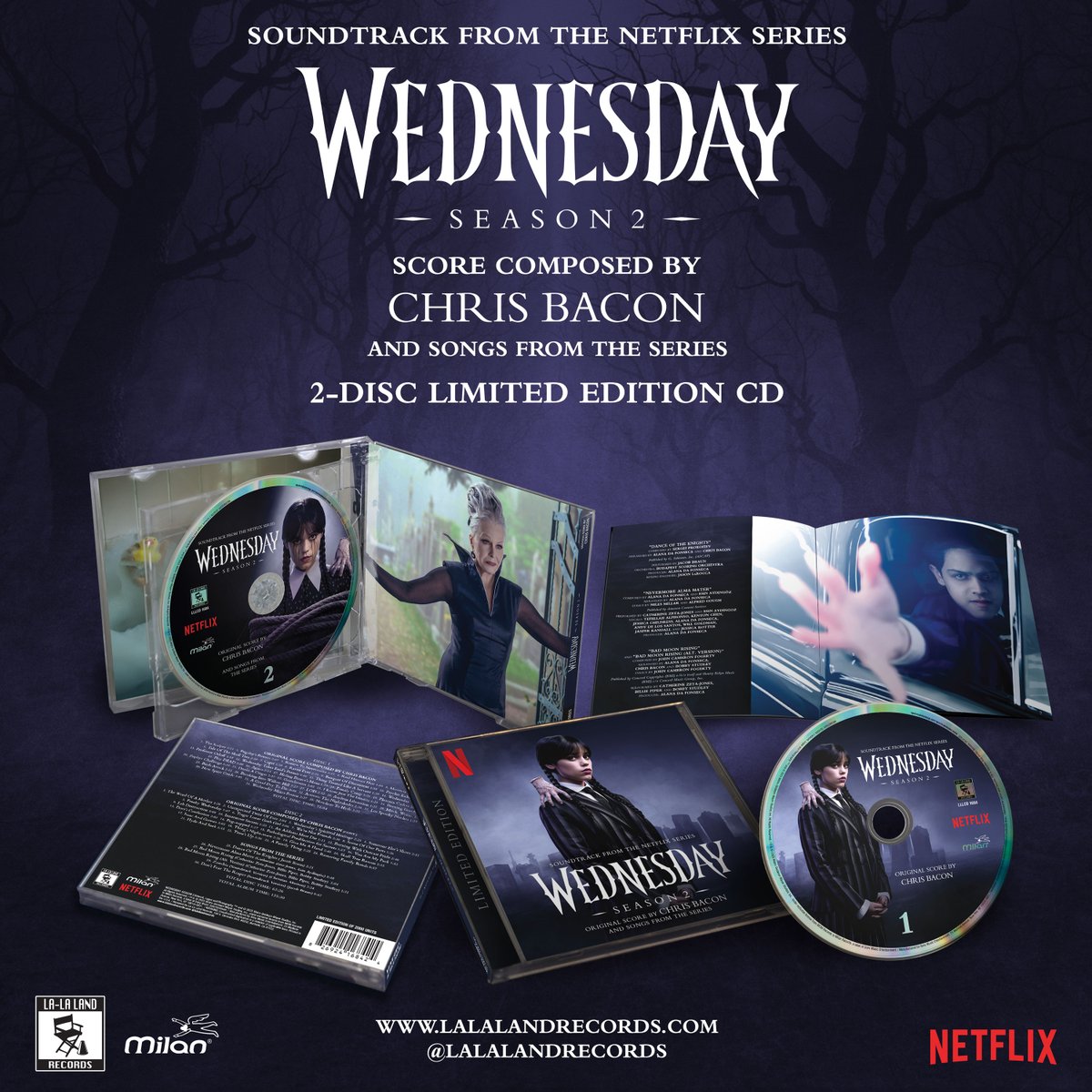 WarmButter's tweet photo. Our second project out today is the artwork for the CD release of Chris Bacon's score (and songs!) to WEDNESDAY: SEASON 2, released by La-La Land Records. Check it out here! @wednesdayaddams
https://t.co/cueXfFvGZd https://t.co/1W89Aj30R4