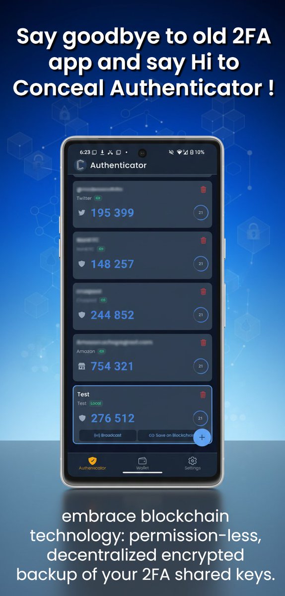 ConcealNetwork's tweet image. Upgrade your Privacy-now with #Conceal Authenticator
conceal.network/labs#authentic… 🔐