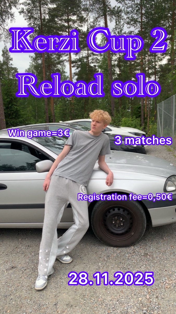 KerziFN's tweet image. ‼️Kerzi Cup 2 on täällä‼️

Osallistumis maksu on siis 0,50€ jonka voit lähettää (Kerzipossu) paypaliin

Voita matsi=3€ 
3 matsia
28.11.2025
Klo 18.00

Laita minun DM ss, että olet lähettänyt rahan!

Reload solo tournament