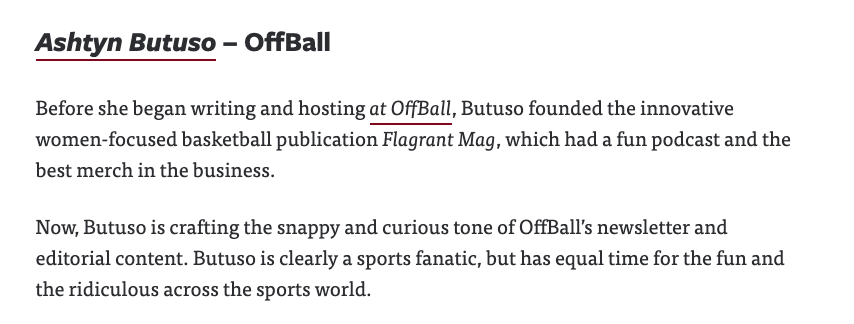 Shoutout to our own <a href="/lil_buts/">Ashtyn Butuso</a> on being named to Awful Announcing's Top Sports Influencers &amp; Creators of 2025 🏆