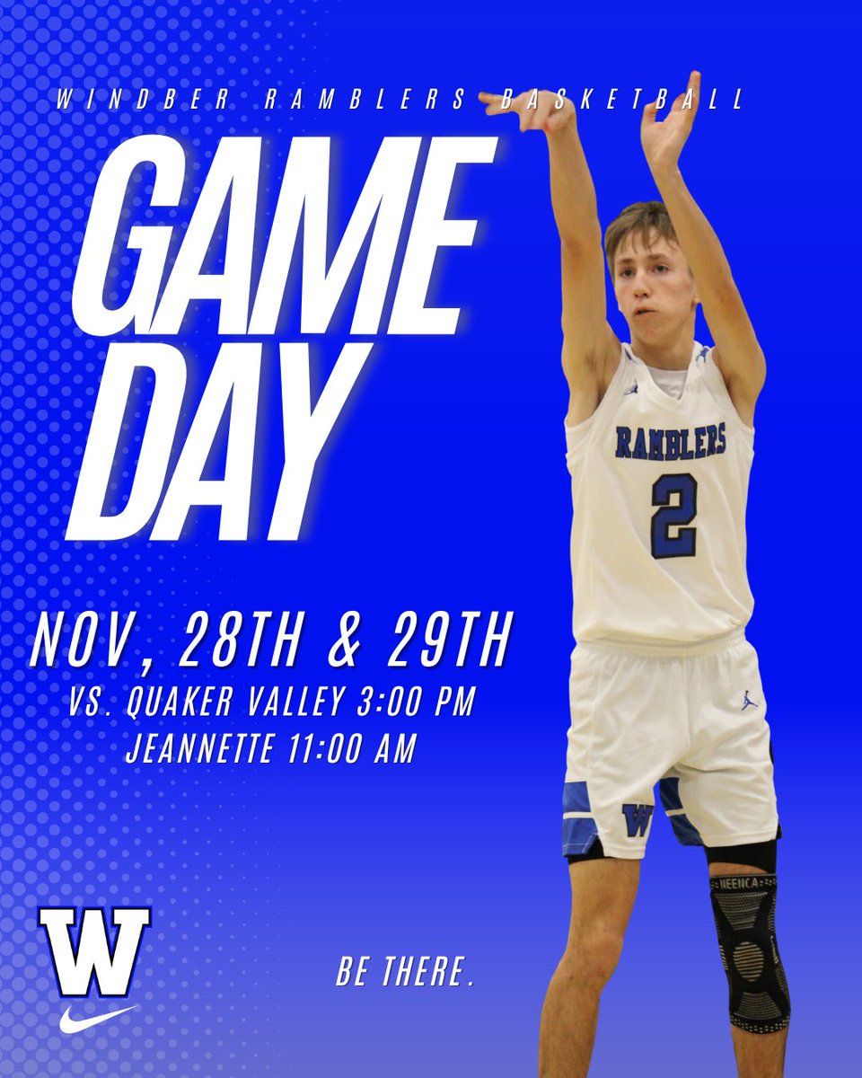 WASD_Athletics1's tweet photo. π GAME DAY | BOYS VARSITY BASKETBALL π
Windber hits the Tip-Off Tournament at Greater Latrobe over Thanksgiving!
π
Nov 28: vs Quaker Valley β 3:00 PM
π
Nov 29: vs Jeannette β 11:00 AM
Letβs go, Ramblers! π
#GoWindber #RamblersBasketball #GameDay https://t.co/2COKIhpot7