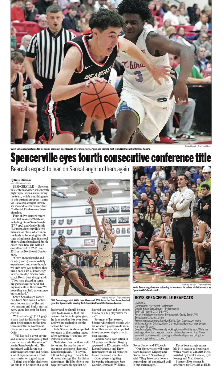 🏀🏀 Unfortunately the Spencerville Bearcats have to wait a week to take the floor but in the mean time check out the season preview I wrote for The Lima News! Also check out all of the other previews our great team put together! 

📰 🏀 limaohio.com/wp-content/upl…