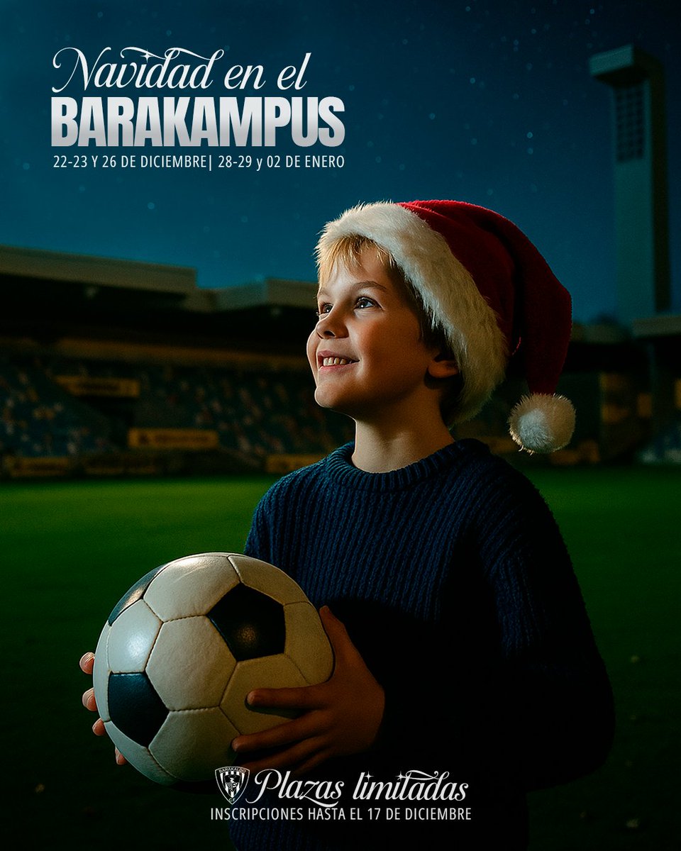🎄 ¡La magia del fútbol navideño os espera!

No dejes pasar tu oportunidad y reserva ya en el Barakampus 2025 💛🖤

👉🏻 Inscríbete: barakaldocf.com/barakampus-de-…