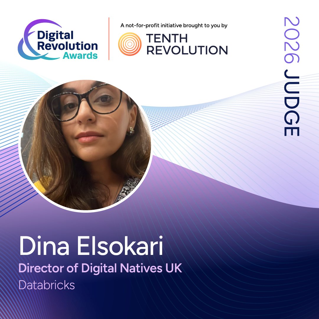 DigitalRevAward's tweet image. 🟣 Round 5 Judges! Meet the newest UK Digital Revolution Awards 2026 experts:

Dina Elsokari (Databricks)
Jon Bennett (Merkle)
Mike Calverley (Charlie Bighams)
Tom Greed (AWS)

Deadline Dec 1! Nominate now: eu1.hubs.ly/H0p_dqZ0
#DigitalRevAwards #TechAwards #TRG #TechForGood