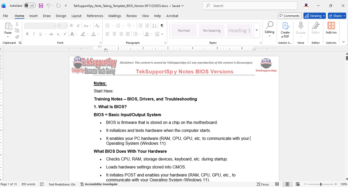 TekSupportSpy's tweet image. If you watched our BIOS Live Stream last weekend, we advised we&apos;d develop BIOS reference notes from our live. BIOS live stream notes are now available on our website for FREE. Learn more about your computer&apos;s BIOS with our notes.
teksupportspy.com/shop

#computers #technology…