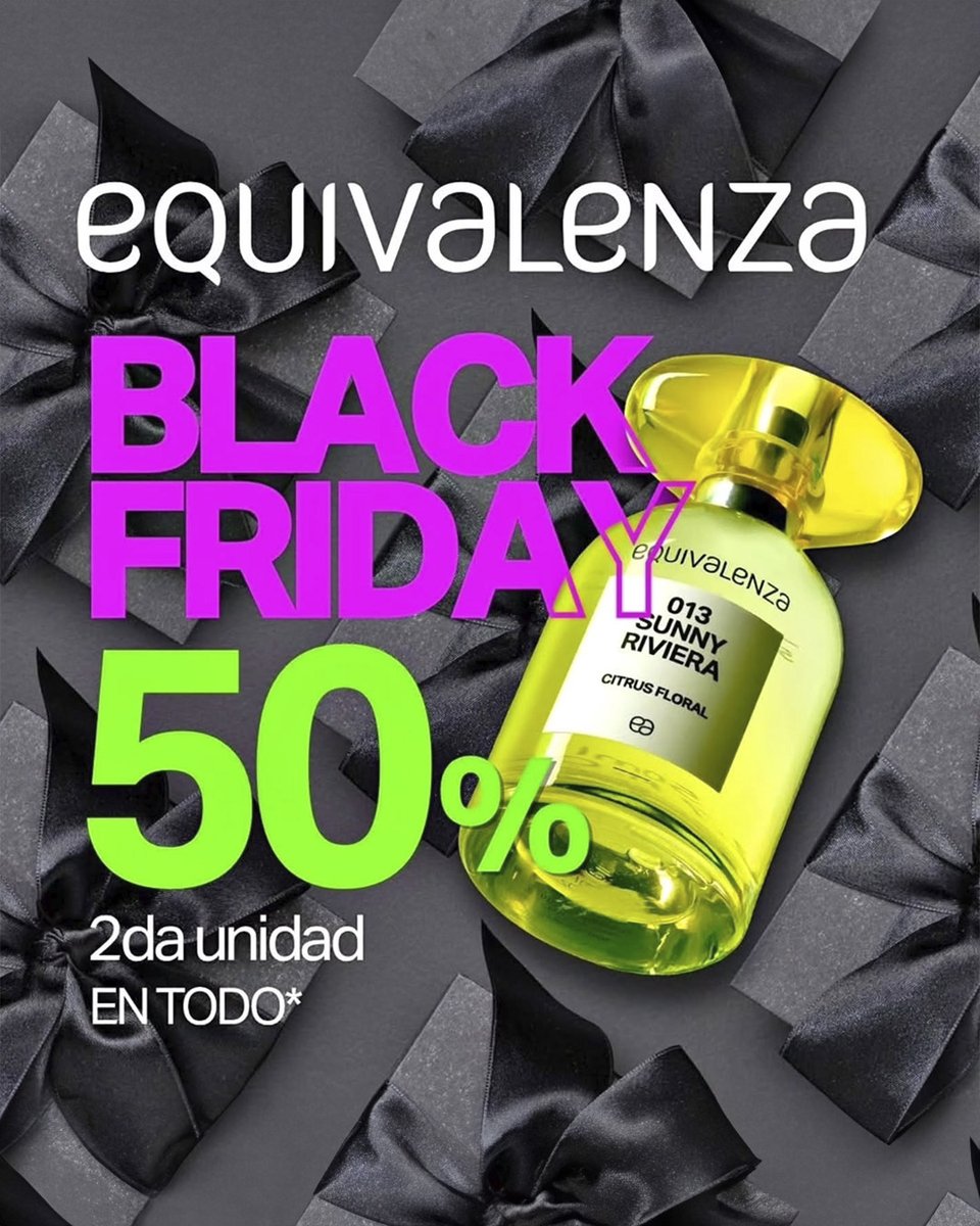 ¡Black Friday en Equivalenza! 🖤

50% de descuento en la segunda unidad. ¡Te esperan en El Multicentro Comercial El Trompo! 😍
