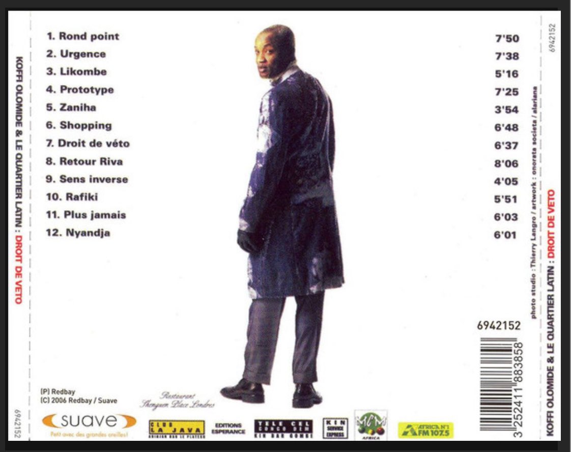 Bvng_27's tweet photo. @Koffi0lomide JOUR / 1 ALBUM du Quartier Latin International 💿🎶
1 président @Koffi0lomide et 7 albums enregistrés depuis sa création le 26/11/1986 #39ans 🎂
Voici « Droit de Veto » sorti en 1998.
Quels sont vos titres préférés ? https://t.co/8yroYwLKvO