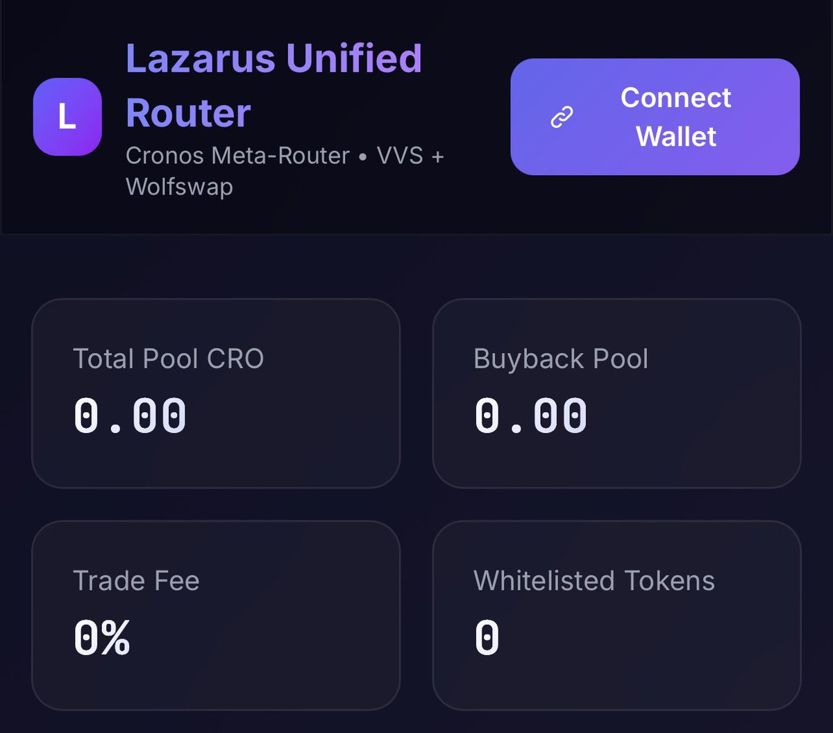 LazarusLayer's tweet image. Lazarus (LUR) is moving exactly how we want it to.

• Contract: 100% complete and audit-clean
• Deployment: coming up next
• Dapp: looking 🔥 and now in the testing stage (Not final)
• Whitelist: still room for 1 more project

If you’re building on #Cronos and want to talk,…