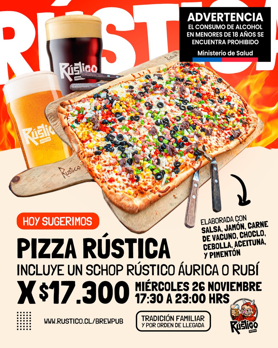 RusticoBrewPub's tweet image. ¿Qué esperas para dejar que el queso fundido y la masa crujiente te roben el corazón? 🧀❤️ Disfruta la Pizza Rústica en El Rústico, donde la calidad nunca falla 🙌 ¡Te va a encantar! 🤩
