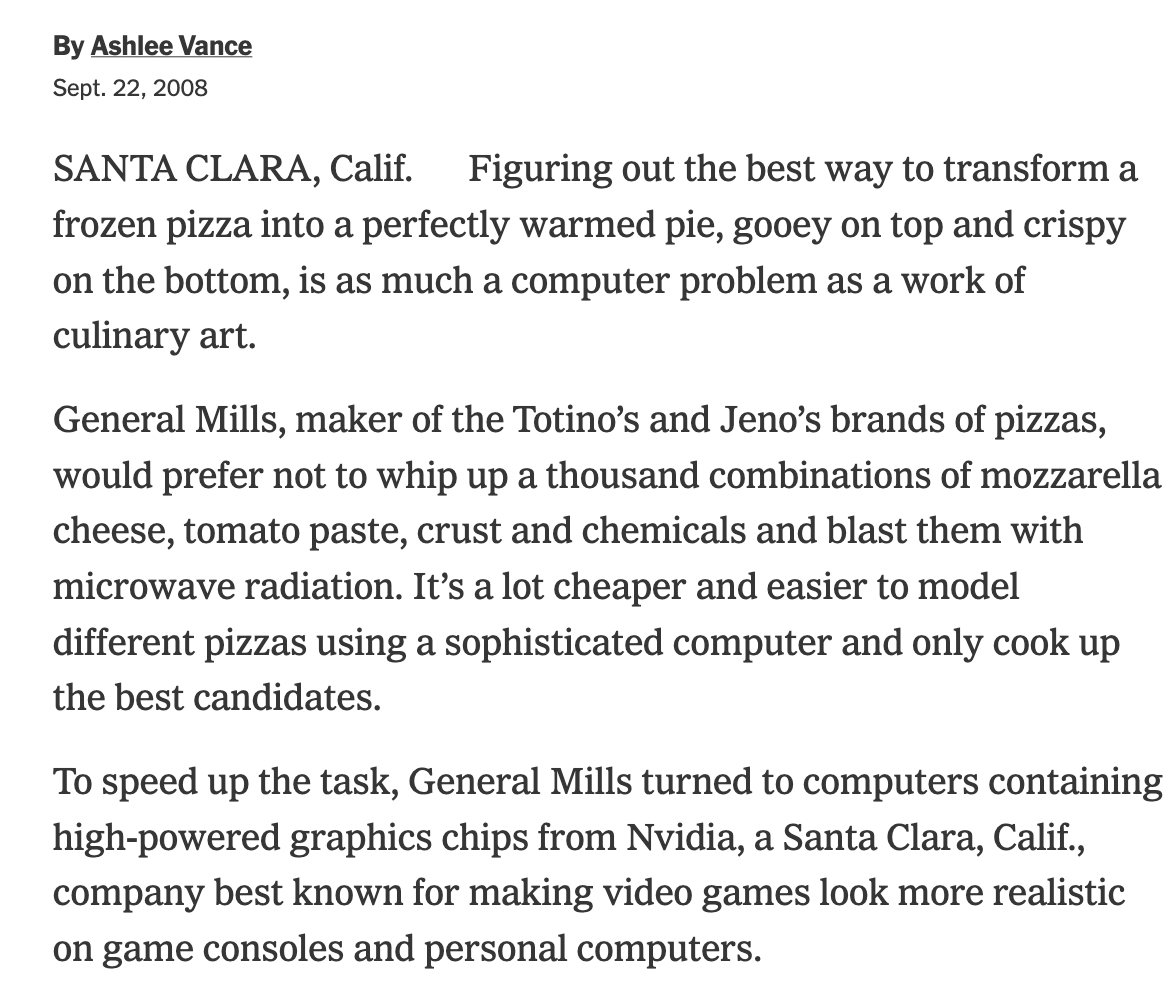 ashleevance's tweet image. Remember, kids, the AI revolution started with frozen pizzas in 2008 nytimes.com/2008/09/23/tec…