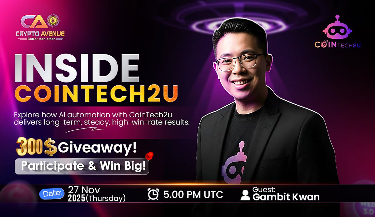 🎙Join Our Exclusive #BinanceLiveAMA with COINTECH2U! Discover how  AI-powered automation by CoinTech2u delivers long-term, stable &  high-win-rate results. 🗓 Date: 27 November 2025 ⏰ Time: 5.00 PM UTC 🏠  Venue: https://t.co/wBXZhRdQiX 🎯