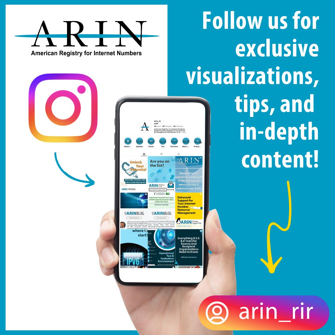TeamARIN's tweet image. Recently on Instagram: 
▶️ Breaking down everything 8.3 and 8.4 transfer source and recipient organizations need to know.
 
Not following @arin_rir yet? You&apos;re missing exclusive Internet number resource management videos and visualizations. 
 
👉 instagram.com/arin_rir