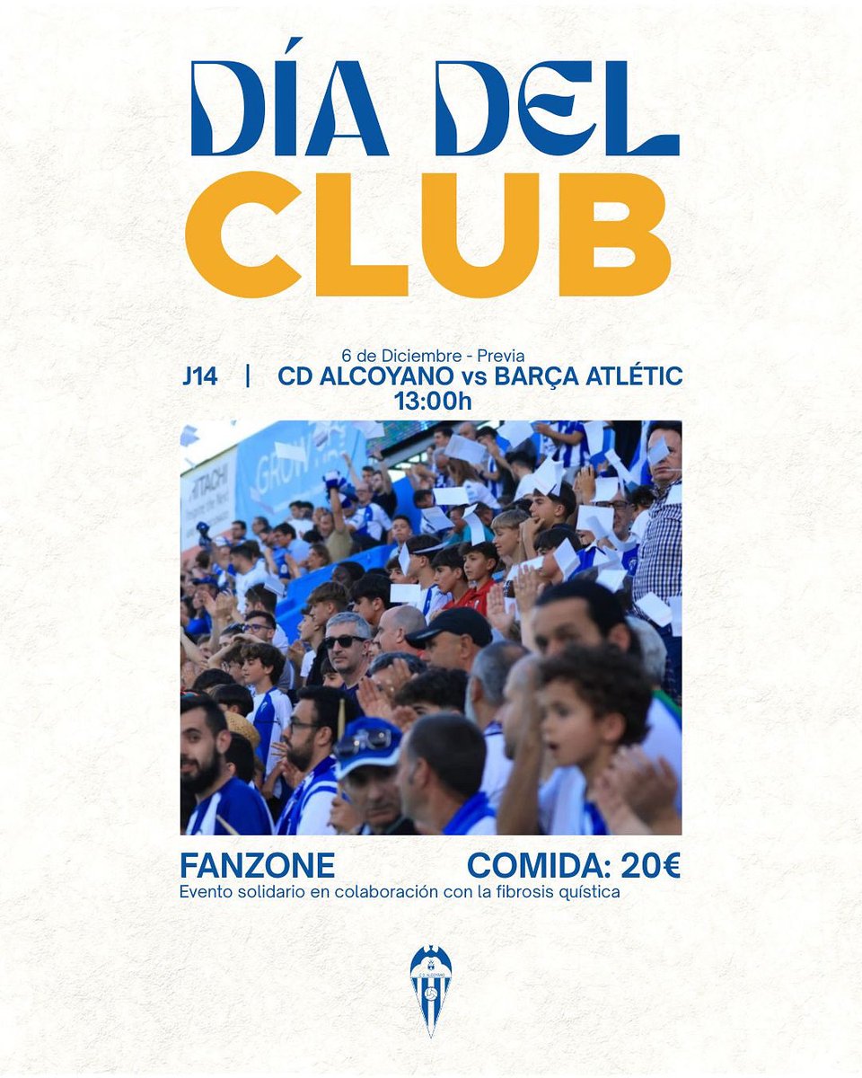 𝑫𝑰́𝑨 𝑫𝑬𝑳 𝑪𝑳𝑼𝑩 🤍💙

🗓️ 6 de diciembre 
⚔️ J14 🆚 <a href="/FCBarcelonaB/">Barça Atlètic</a> 
⏰ 17 h

Precios:
- Gol A y B: 15€ (10€ los abonados) 
- Lateral: 20€ (15€ los abonados)
- Tribuna: 25€ (20€ los abonados) 

Y para calentar motores… PREVIA CON FANZONE 🎶🥳  (13-16:30)