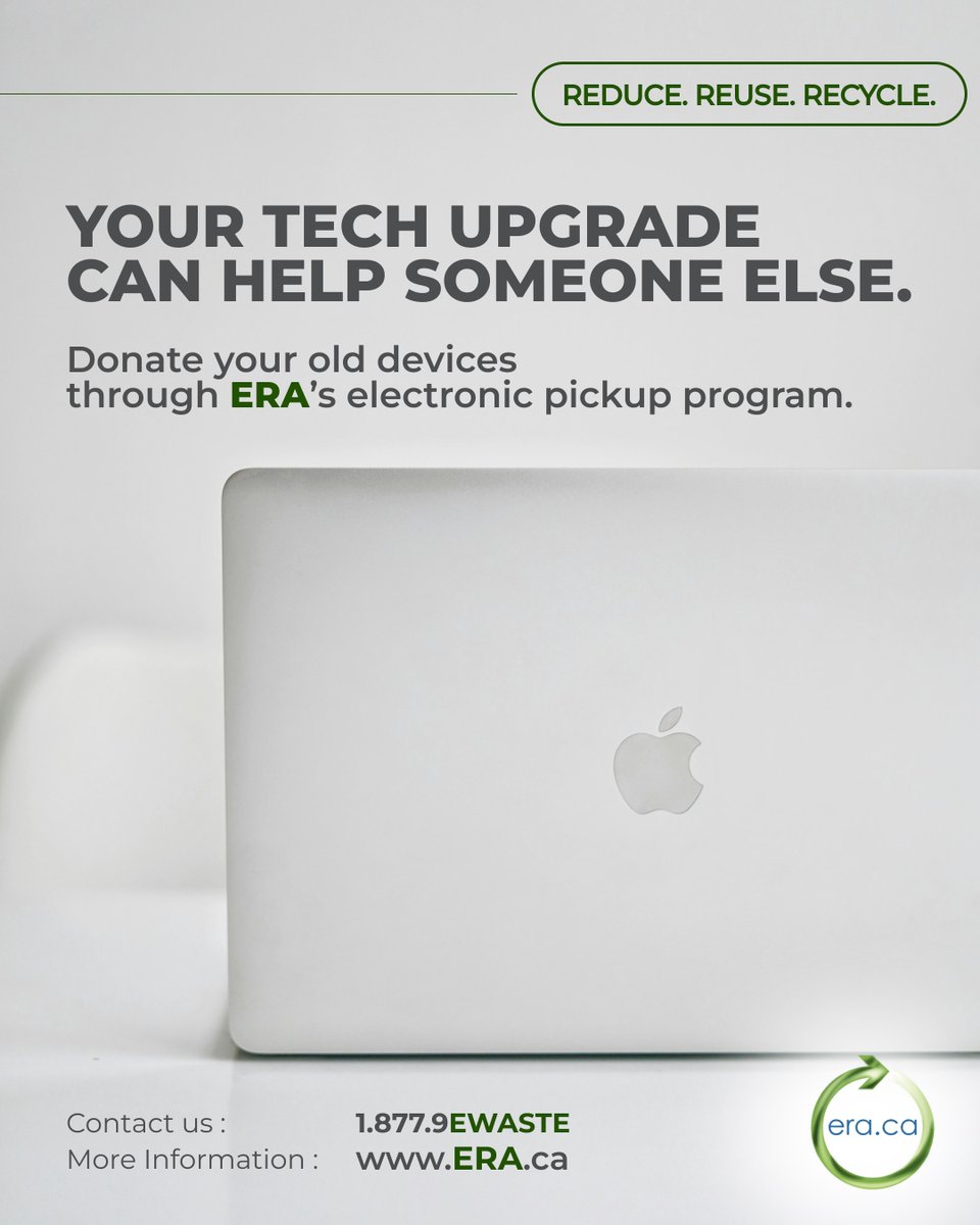 DonateRecycleIT's tweet image. Your tech upgrade can help someone else. Donate your old devices through ERA’s electronic pickup program.

Book a pickup: era.ca/book-a-pick-up/

#Reuse #Canada #ElectronicRecycling