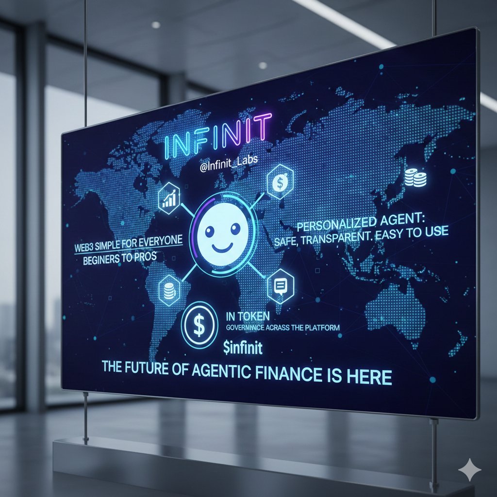 SHARIF3031's tweet image. INFINIT @Infinit_Labs is making web3 simple for everyone, from beginners to pros. Their personalized agent is safe, transparent, and easy to use. The future of Agentic Finance is here, and $IN token handles governance across the platform. $infinit
