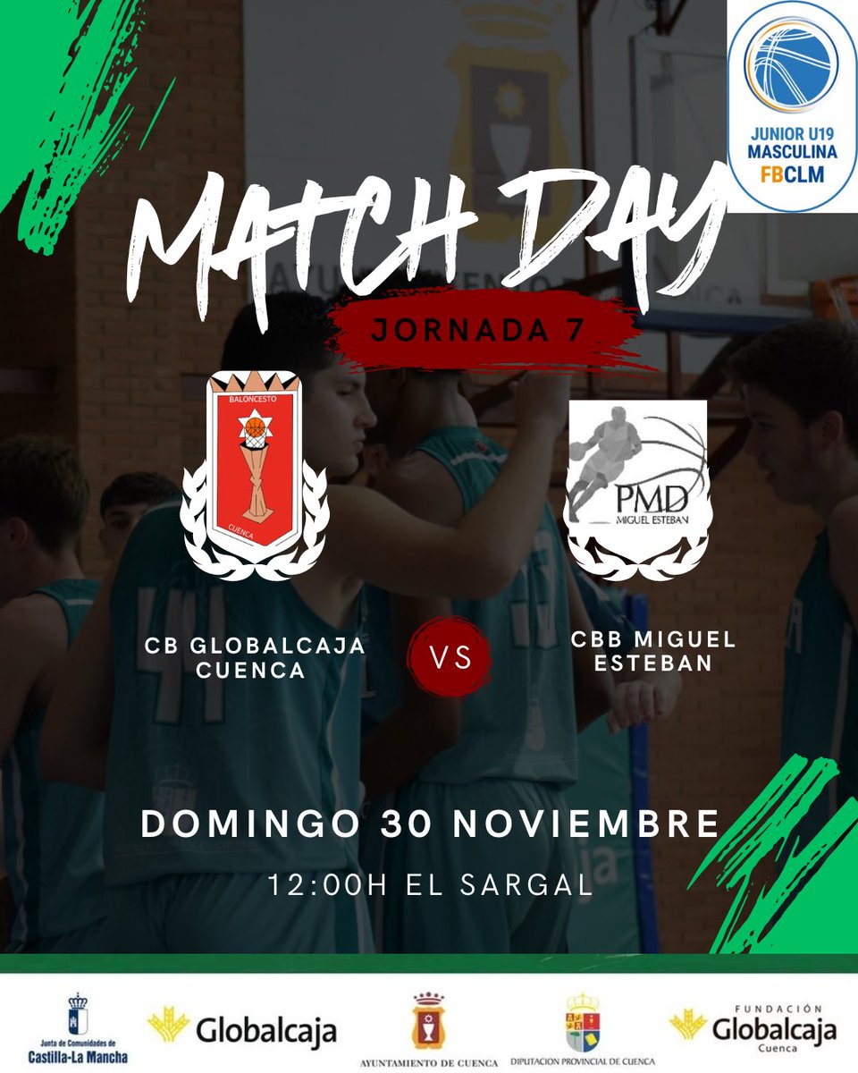 𝐌𝐀𝐓𝐂𝐇𝐃𝐀𝐘 

🏆 Jornada 7 (Primera nacional Masculina)
🆚 @baloncestocriptana 
⏰ 19:30 horas 
🏟️ Pabellón El Sargal 

🏆 Jornada 7 (Liga U19 Junior Masculino)
🆚 @pmd_mesteban 
⏰ 12:00 horas 
🏟️ Pabellón El Sargal