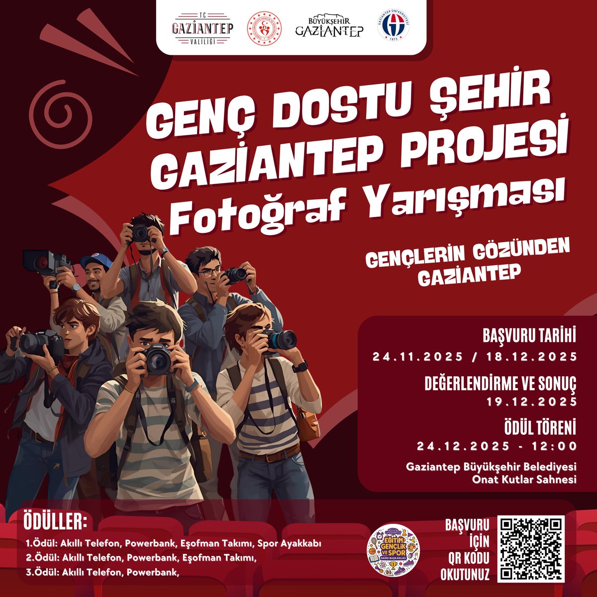 📸 Gözünü Gaziantep’e Çevir, Ödülleri Kap! 🤩

Gaziantep’in tarihi, doğası, kültürü ya da o eşsiz sosyal yaşamı… Senin kadrajından Gaziantep nasıl görünüyor? 🤔

18-25 yaş arasındaysan, Gaziantep’te öğrenciysen ya da burada yaşıyorsan bu yarışma tam sana göre! "Gençlerin