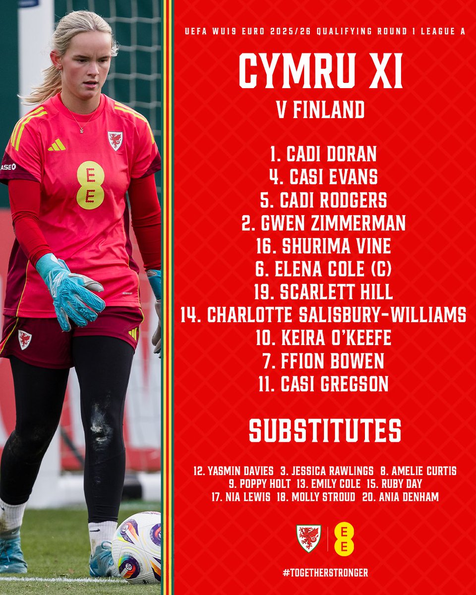 CYMRU XI 🏴󠁧󠁢󠁷󠁬󠁳󠁿🇫🇮

How our WU19 line-up to face Finland 💪

📺 fawales.co/WU19CymFin