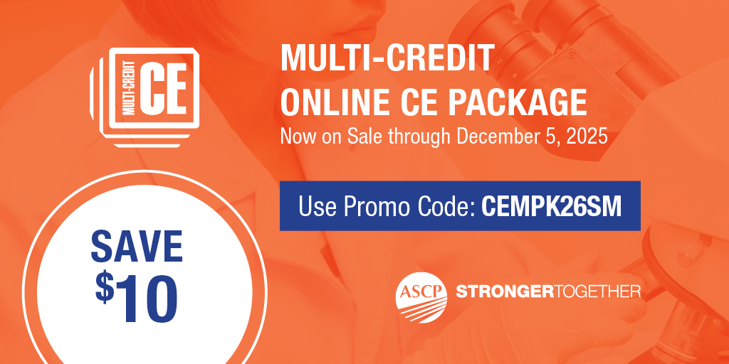 ASCP_Chicago's tweet image. Meeting your #CE requirements just got easier with access to 400+ online, on-demand courses designed to fit your needs. Create your own customized curriculum, learn at your own pace, and apply promo code CEMPK26SM at checkout to save $10 during the CE library Sale! 🎉🔖

Purchase…
