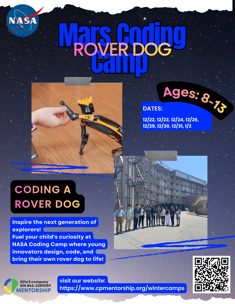 PetoiCamp's tweet image. Bittle X Robot Dog Coding Camp in the Silicon Valley this winter break!
Learn more at  cpmentorship.org/wintercamps/p/…

#robotics #roboticseducation #robotiscamp #codingcamp #codingforkids #codingisfun