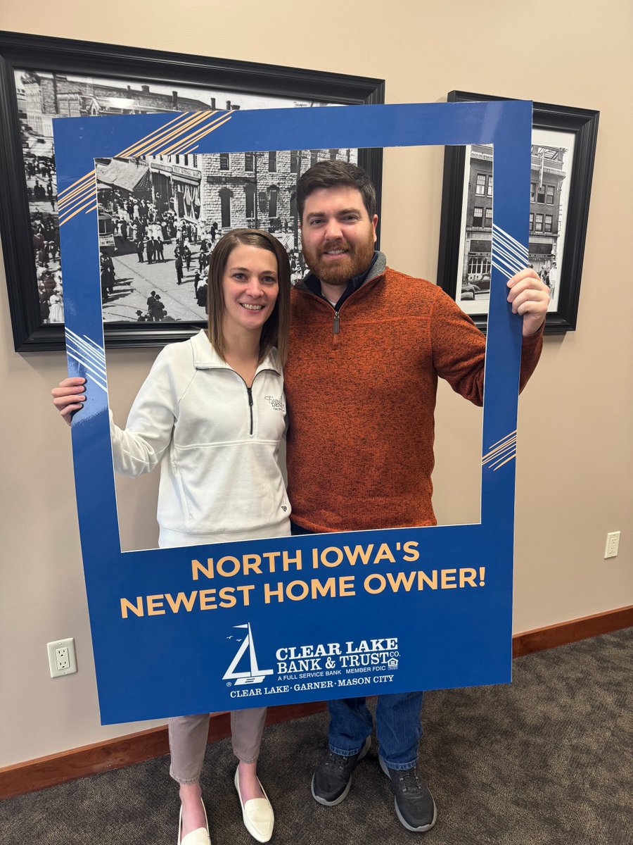 Congratulations to North Iowa's newest homeowners, Timothy and Aimee Wenzel! Thank you for letting us guide you through your home-buying journey! 

#CLBTMortgageExperts