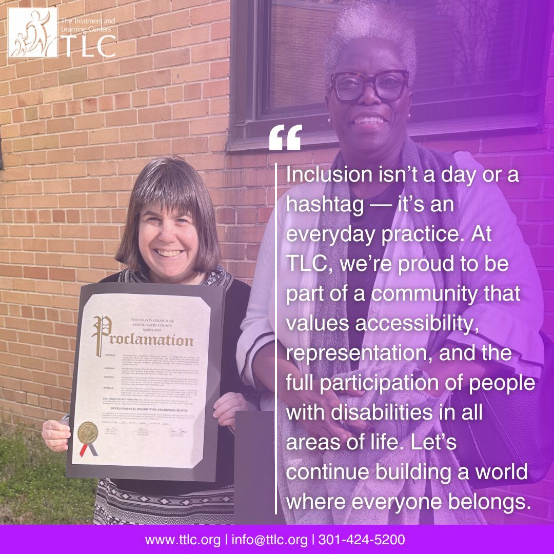 TLC_Rockville's tweet image. Inclusion isn’t a day or a hashtag — it’s an everyday practice.
At TLC, we’re proud to be part of a community that values accessibility, representation, &amp;amp; the full participation of people with disabilities in all areas of life.

#InclusionForAll #Belonging #AccessibleCommunities