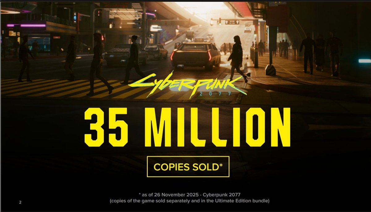 That's a huge comeback story. Cyberpunk 2077 has sold over 35 million copies despite one of the roughest launches in gaming history.

They got past the bugs, the performance issues, patched it all up, and then launched an anime series with Trigger that brought everyone back.