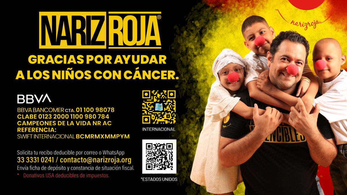 NARIZROJAAC's tweet image. Gracias por ayudar a los niños con cáncer!! 🔴❤️🇲🇽 

🇲🇽 BBVA  Cuenta: 0110098078 Clabe:  012320001100980784  Campeones de la vida NR AC         
Solicita tu recibo deducible WhatsApp 3333310241 

“El amor que das es el amor que recibes.” The Beatles
