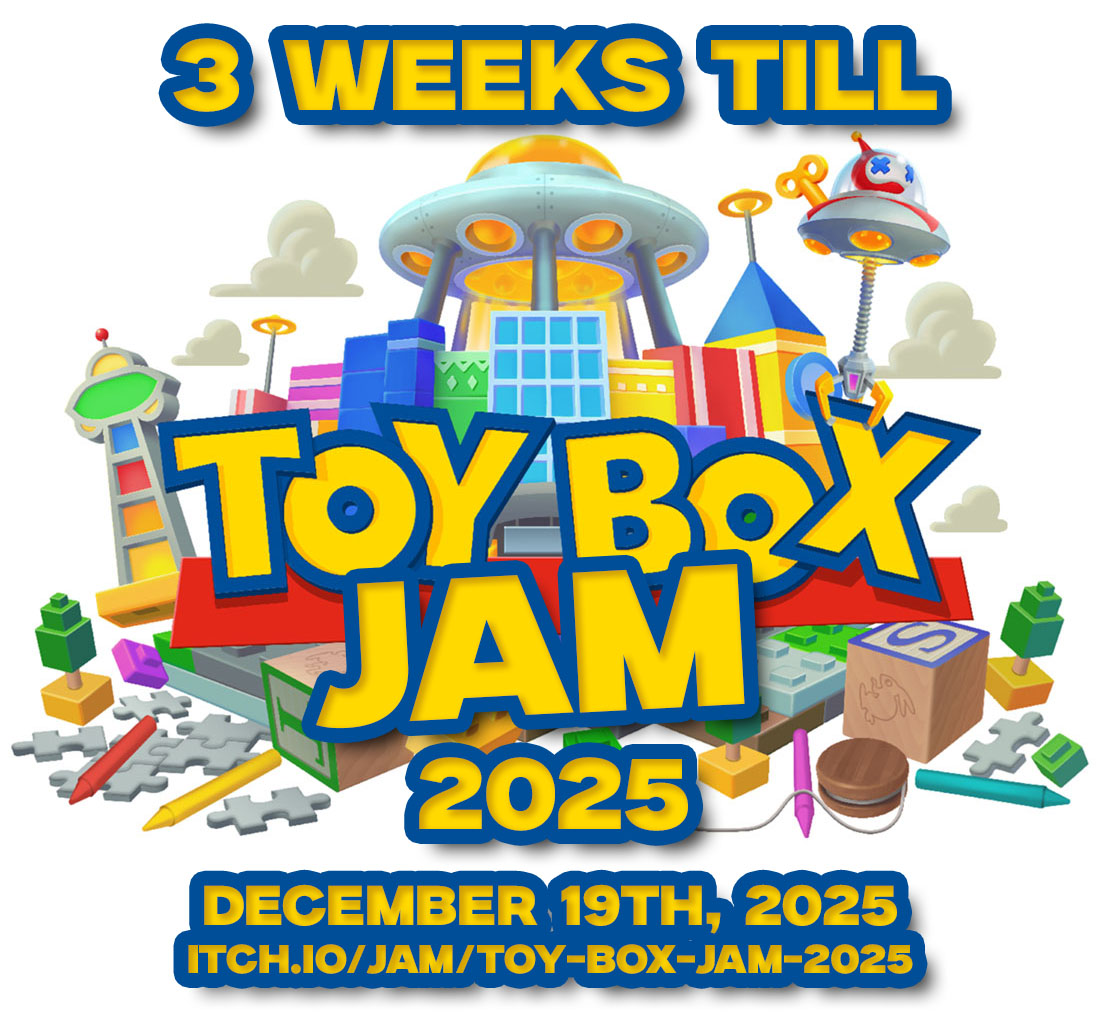 ThatTomHall's tweet image. GAME DEVS! GAME JAMMERS! THREE WEEKS AWAY from this holiday&apos;s easiest jam -- TOY BOX JAM! ~200 Jammers!
Get a huge pile of gfx, sfx, music -- what will YOU make with all these toys?
Join here! itch.io/jam/toy-box-ja…
#toyboxjam2025 #gamejam #pico8 #unity #godot #GameMaker #love2D